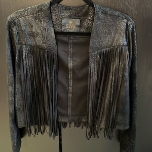 Women’s SW3 Bespoke Black Faux Suede Fringed Jacket Size S